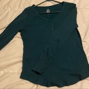 Green perfect Henley fitted long sleeved shirt
